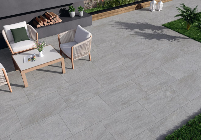 Интерьер с SANDSTONE GREY REC.GLASS 60x120