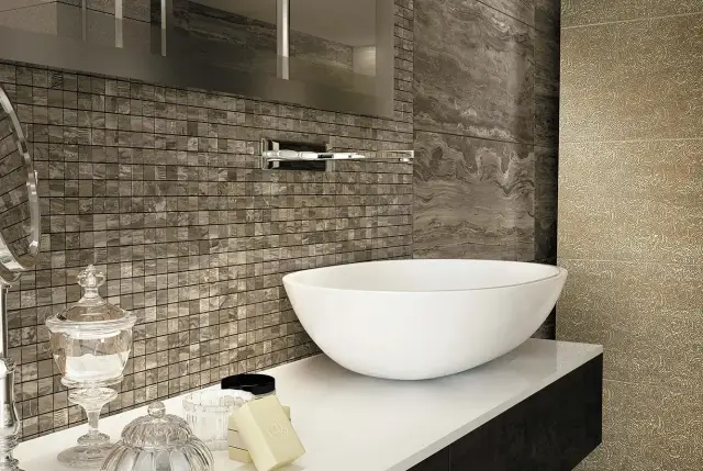 Интерьер с Woodstone Taupe Bottone Lap / Вудстоун Таупе Вставка Лаппато
