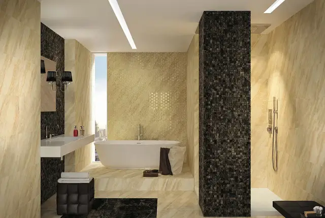 Интерьер с Woodstone Taupe Bottone Lap / Вудстоун Таупе Вставка Лаппато