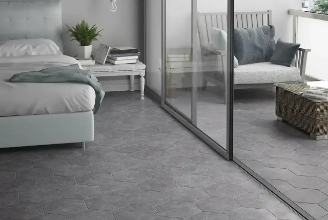 Интерьер с Hexagon Melange Black (6 Вариантов Паттерна)