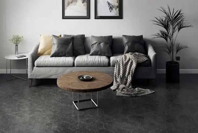 Интерьер с Hexagon Melange Black (6 Вариантов Паттерна)