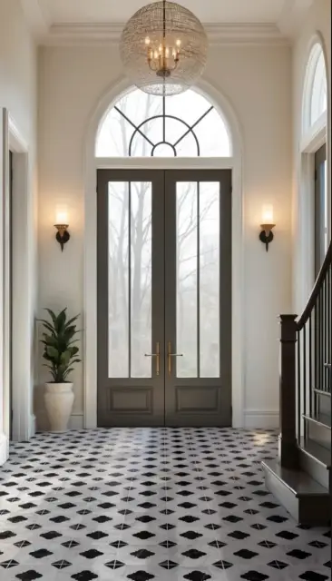 Интерьер с Керамогранит Monopole Флоренция Спринг Декор / Florencia Spring Decor матовый зелено-бежевый 22,3x22,3 см