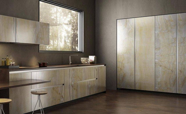 Интерьер с Керамогранит FMG Marmi Arabescato Block B Luc SQ 6мм 150×300