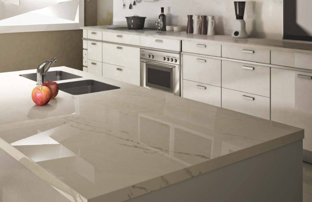 Интерьер с Керамогранит FMG Marmi Arabescato Block B Luc SQ 6мм 150×300