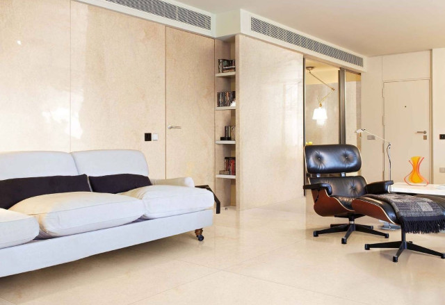 Интерьер с Керамогранит FMG Marmi Arabescato Block B Luc SQ 6мм 150×300
