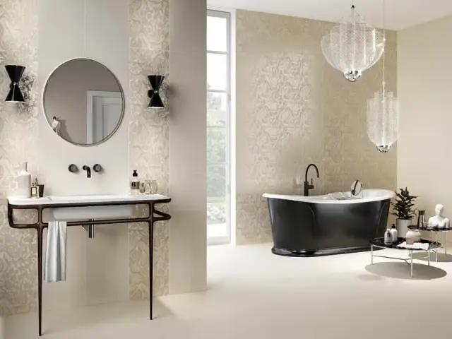 Интерьер с Плитка настенная Ascot Ceramiche New England Beige XL матовая бежевая EG3320 100х33,3 см