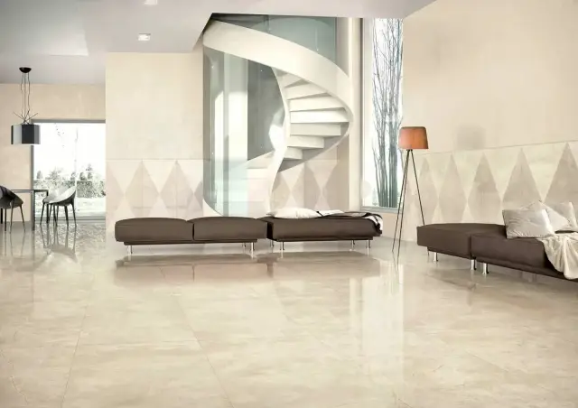 Интерьер с Мозаика Casalgrande Padana Marmoker Statuario Grigio Lucido чип 5х10 глянцевая белая 2705417 30х30 см