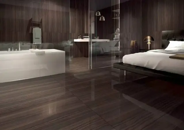 Интерьер с Мозаика Casalgrande Padana Marmoker Statuario Grigio Lucido чип 5х10 глянцевая белая 2705417 30х30 см