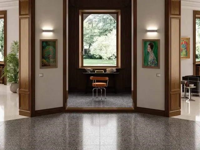 Интерьер с Керамогранит Casalgrande Padana Terrazzo Beige матовый бежевый 12950031 60х60 см