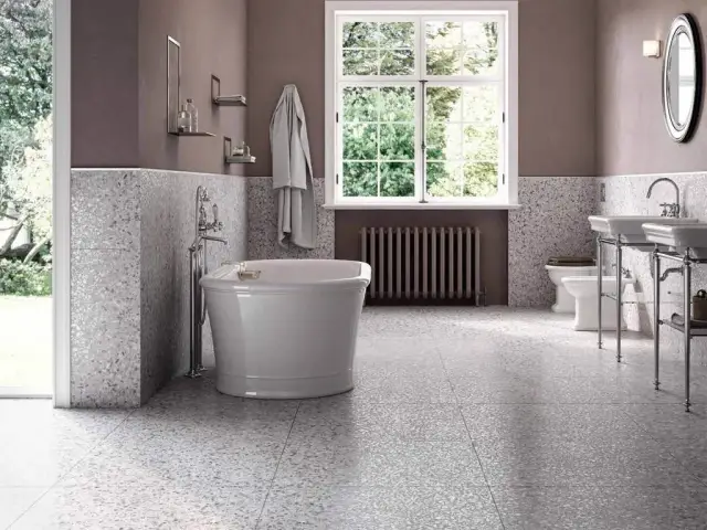 Интерьер с Керамогранит Casalgrande Padana Terrazzo Beige матовый бежевый 12950031 60х60 см