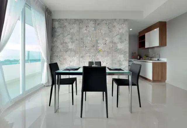 Интерьер с Керамогранит Dado Ceramica Wallpapers Fiore Oro rett матовый серый D303952 120х60 см