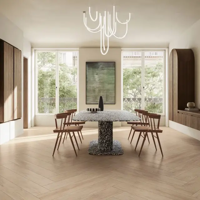 Интерьер с Керамогранит Isla Tiles Легни Д Италиа Ноче Масселло / Legni D Italia Noce Massello матовый коричневый 1007110 120х30 см