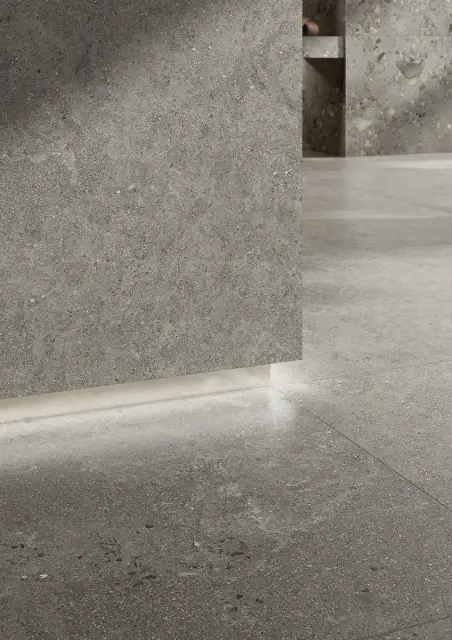 Интерьер с Керамогранит Tagina Риверстоун Рок Белый Софт / Riverstone Rock White Soft матовый бежевый 149065 120х60 см