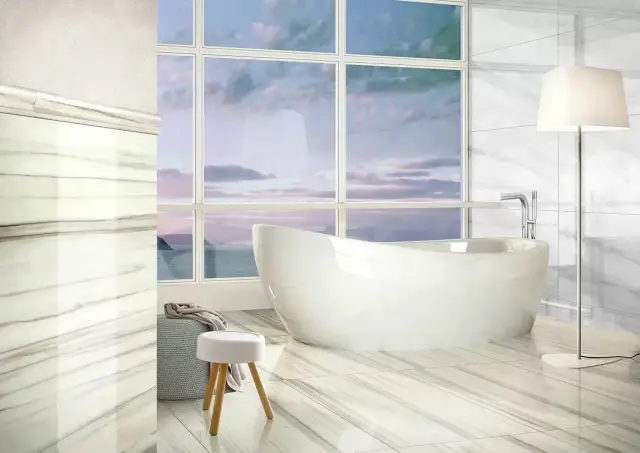 Интерьер с Керамогранит Casalgrande Padana Marmoker Statuario Grigio Honed матовый 2740017 60*60 см