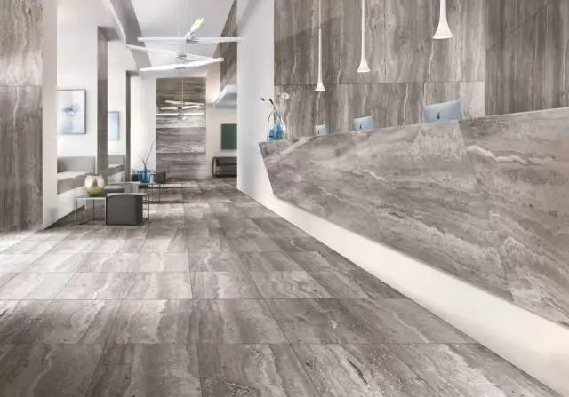 Интерьер с Керамогранит Casalgrande Padana Marmoker Statuario Grigio Honed матовый 2740017 60*60 см