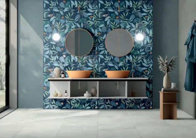 Интерьер с Керамогранит Dado Ceramica Wallpapers Kintsugi матовый серый rett D303951 120х60 см