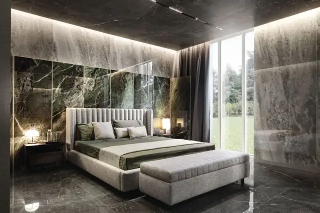 Интерьер с Керамогранит Rex Heritage Luxe Cloud Glossy 9mm 775049 60x120