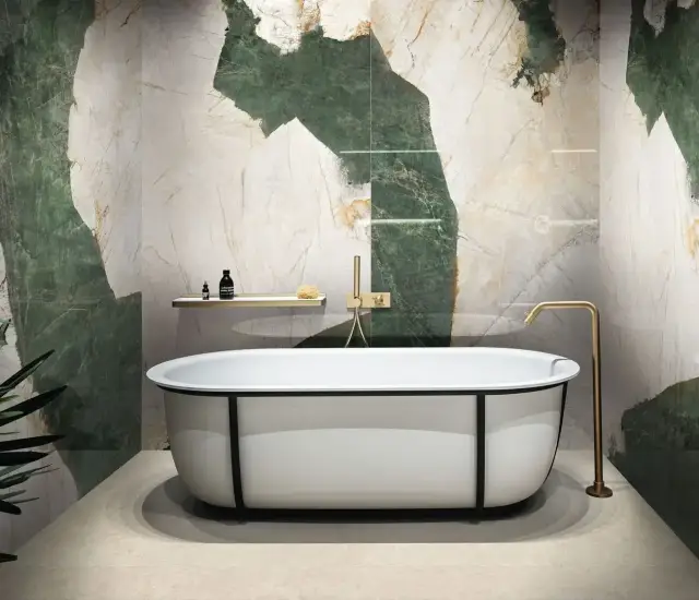 Интерьер с Керамогранит Rex Heritage Luxe Cloud Glossy 9mm 775049 60x120
