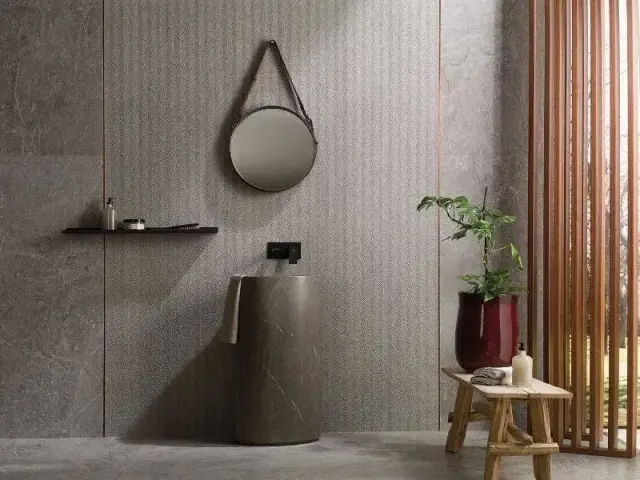 Интерьер с Плитка Porcelanosa Noir Topo Spiga 100298592 45x120