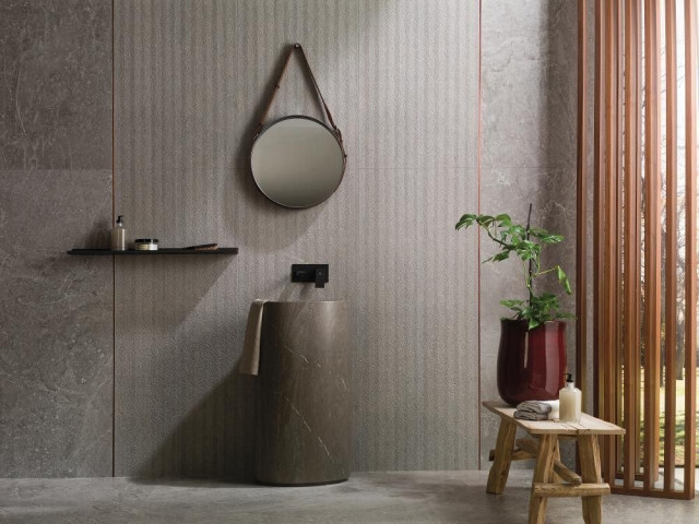 Интерьер с Плитка Porcelanosa Noir Topo Spiga 100298592 45x120