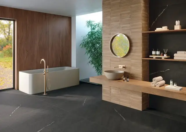 Интерьер с Керамогранит Атлас Конкорд Atlas Concorde Russia Forte Dei Marmi Rock Venaria Grey Натуральный 60x120