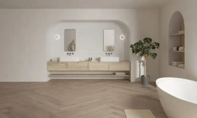 Интерьер с Керамогранит Peronda Verbier Taupe AS C/R 38598 19.5x121