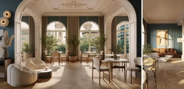 Интерьер с Керамогранит Porcelanosa Cambridge Nogal G-393 100371046 120x120