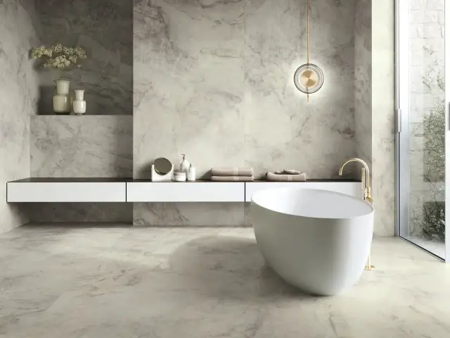 Интерьер с Керамогранит APE Ceramica Taj Mahal Yamuna Capuccino Matt Rect 9 мм A044454 60x120