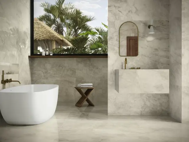 Интерьер с Керамогранит APE Ceramica Taj Mahal Yamuna Capuccino Matt Rect 9 мм A044454 60x120