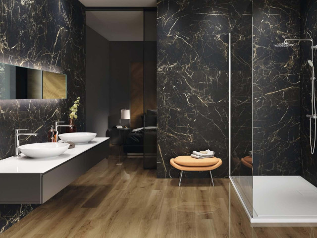 Интерьер с Керамогранит APE Ceramica Night Lux Black Matt Rect A036980 60x120