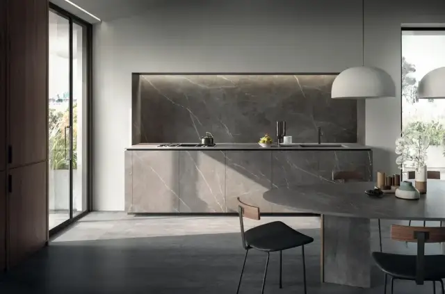 Интерьер с Керамогранит Laminam I Naturali Diamond Cream Bocciardato 5 Натуральный 100x300