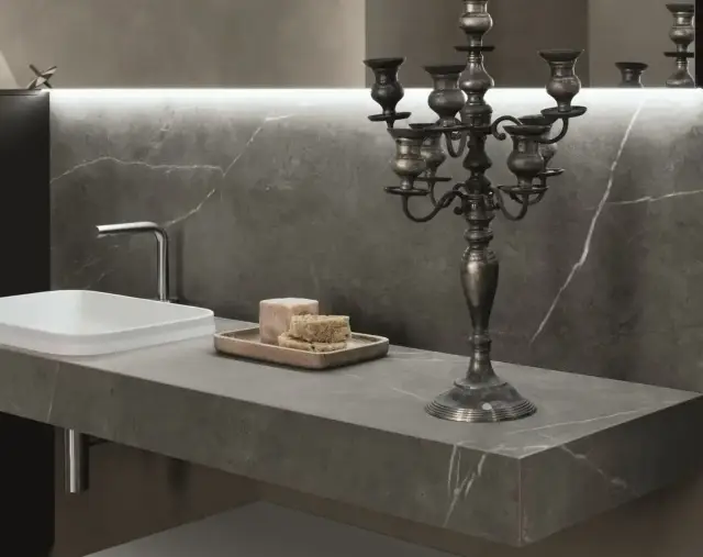 Интерьер с Керамогранит Laminam I Naturali Diamond Cream Bocciardato 5 Натуральный 100x300