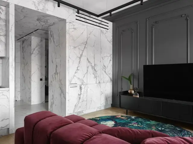 Интерьер с Керамогранит Laminam I Naturali Diamond Cream Bocciardato 5 Натуральный 100x300