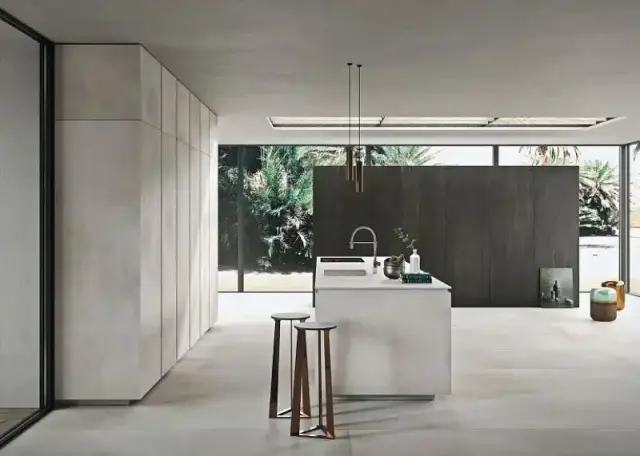 Интерьер с Керамогранит Laminam Rigato Neve 3+ LAMF009722 100x300