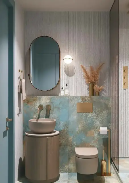 Интерьер с Керамогранит Laminam Ossido Verde Lux 3+ LAMF009726 100x300