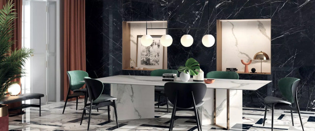 Интерьер с Керамогранит ABK Sensi Up Statuario Versilia Soft Ret PF60008705 120x280