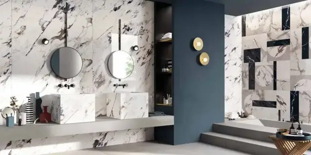 Интерьер с Керамогранит ABK Sensi Up Statuario Versilia Soft Ret PF60008705 120x280