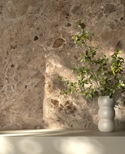 Интерьер с Керамогранит DUE-G Ceramiche Breccia Paradiso Brown Levigato 104719 60x120