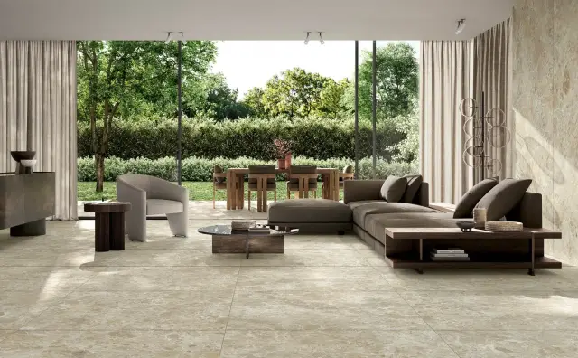 Интерьер с Керамогранит DUE-G Ceramiche Breccia Paradiso Brown Levigato 104719 60x120