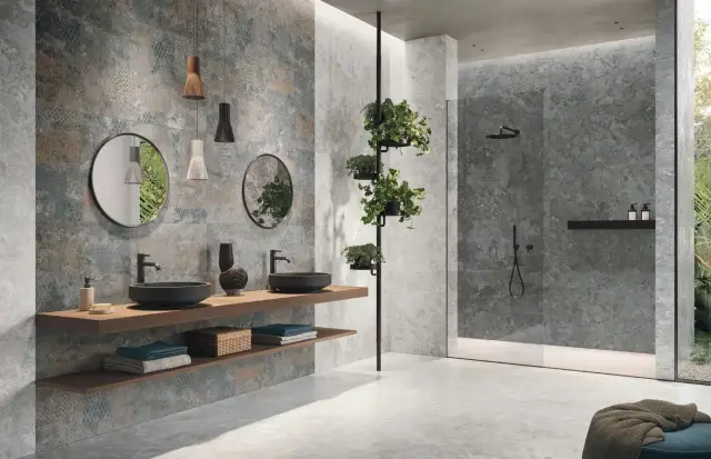 Интерьер с Керамогранит Naxos Mockup Brio Grey Nat.Ret. 136908 60x120