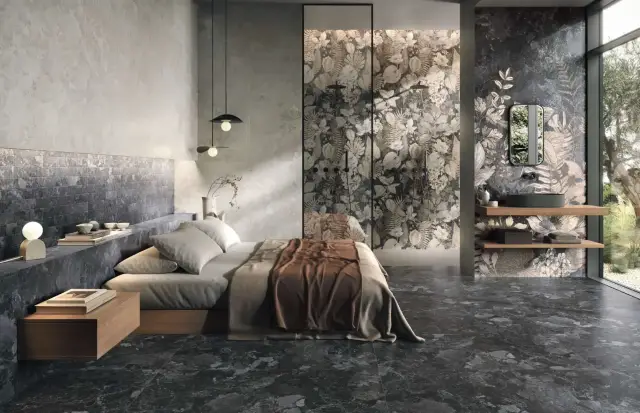Интерьер с Керамогранит Naxos Mockup Brio Grey Nat.Ret. 136908 60x120
