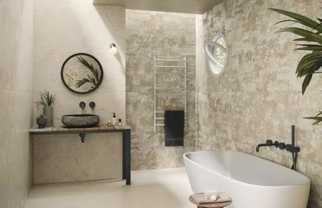 Интерьер с Керамогранит Naxos Mockup Brio Grey Nat.Ret. 136908 60x120