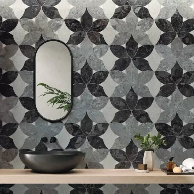 Интерьер с Керамогранит Naxos Mockup Brio Grey Nat.Ret. 136908 60x120