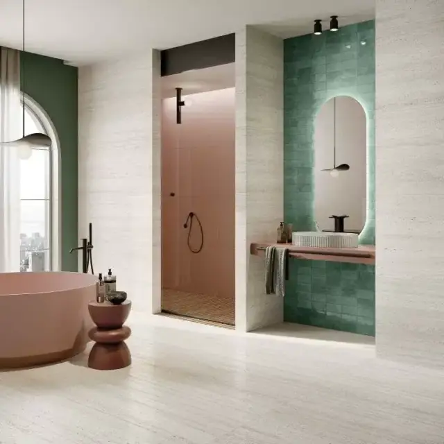 Интерьер с Керамогранит ABK Sensi Roma Ivory Lux 3D Ret PF60014119 120x280