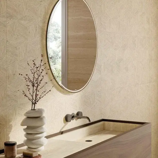Интерьер с Керамогранит ABK Sensi Roma Ivory Lux 3D Ret PF60014119 120x280