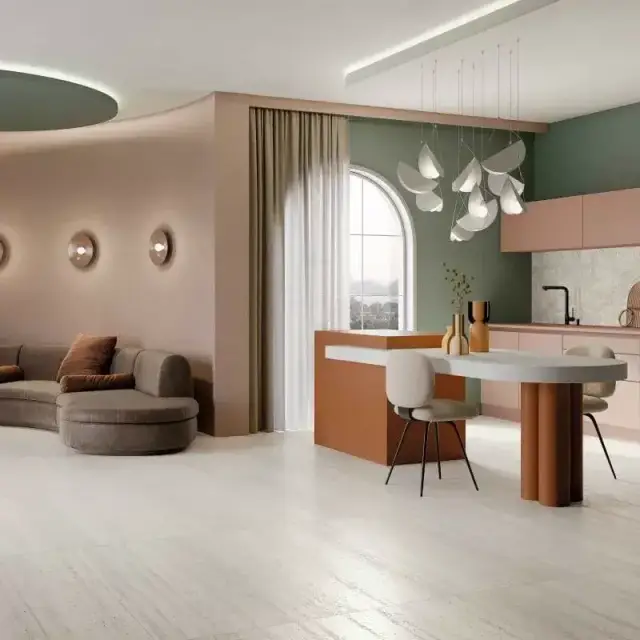 Интерьер с Керамогранит ABK Sensi Roma Ivory Lux 3D Ret PF60014119 120x280