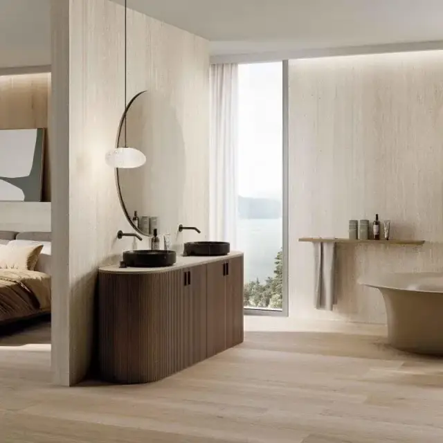 Интерьер с Керамогранит ABK Sensi Roma Ivory Lux 3D Ret PF60014119 120x280