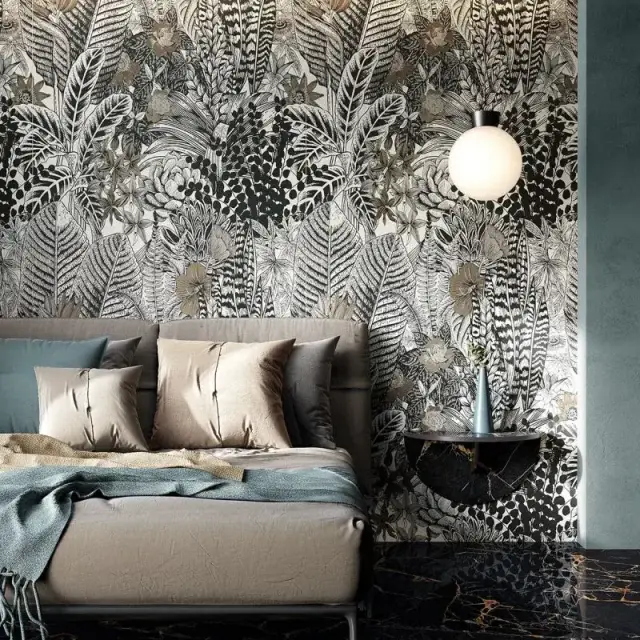 Интерьер с Керамическая плитка W&S D CP4 BOTANICAL GREY B