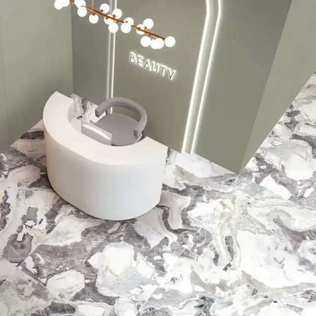 Интерьер с Керамогранит Flaviker Supreme Hedonism Silver Roots Lux 3D R PF60017241 60x120