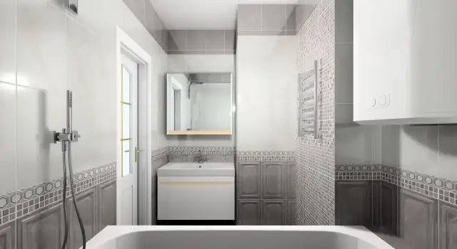 Интерьер с Керамогранит Kerama Marazzi Гран Пале Серый Обрезной SG457320R 50.2x50.2